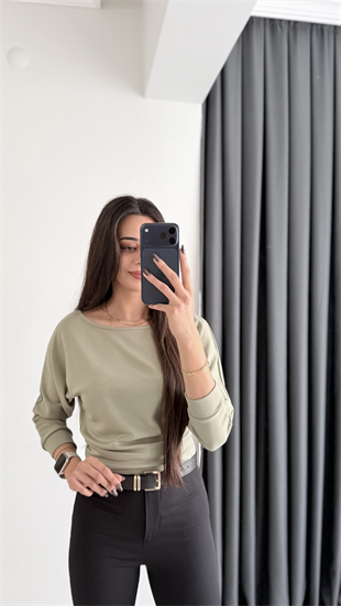 Avena Oysh Modal Kayık Yaka Likralı Bluz Yeşil