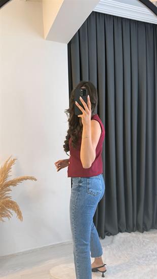Balena Premium Seri Gold Düğmeli Yelek Bordo