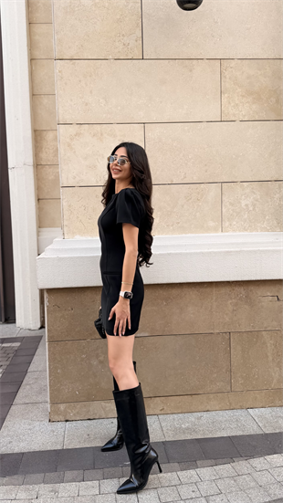 Frida Karpuz Kol Elbise Siyah