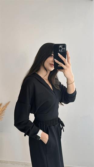 Brunella V yaka Modal Kumaş Siyah Takım