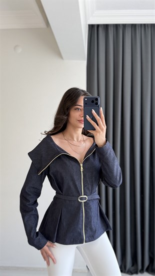 Camen Denim Fermuarlı Tasarım Gömlek