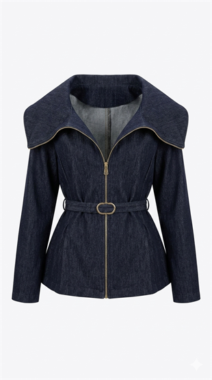 Camen Denim Fermuarlı Tasarım Gömlek