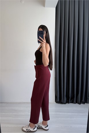 Clash Zra Krep Kumaş Pensli Flatolu Pantolon Bordo