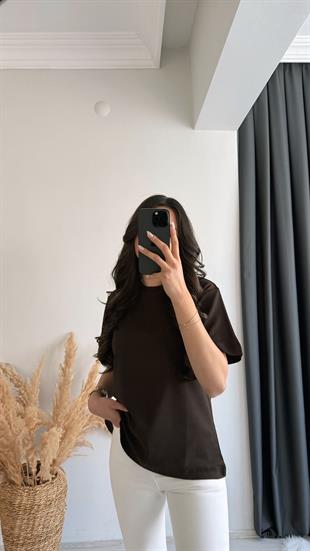 Cosi Pamuklu  Basic Tshirt Kahve
