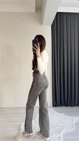 Cowe Kemerli Yüksek Bel Jean Füme 