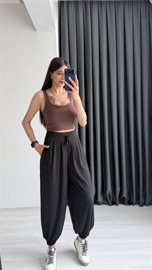 Dercos İp Kemerli Buzzy Siyah Pantolon