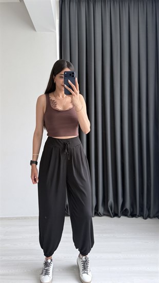 Dercos İp Kemerli Buzzy Siyah Pantolon