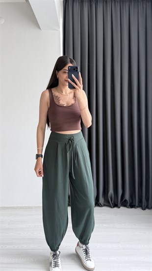 Dercos İp Kemerli Buzzy Yeşil Pantolon