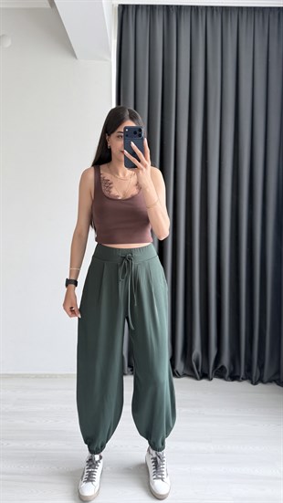 Dercos İp Kemerli Buzzy Yeşil Pantolon