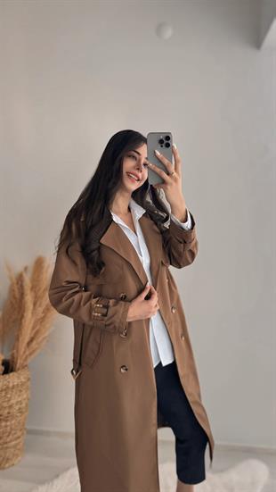 Diana Premium Seri Özel Kumaş Kahve Bymen  Trençkot