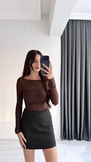 Faylin Kahve Transparan Body