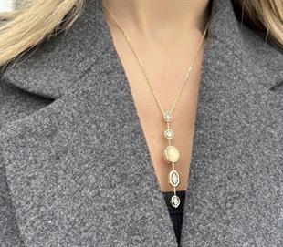 Gold Focus Taşlı Tasarım Dekolte 14K Özel Seri Kolye