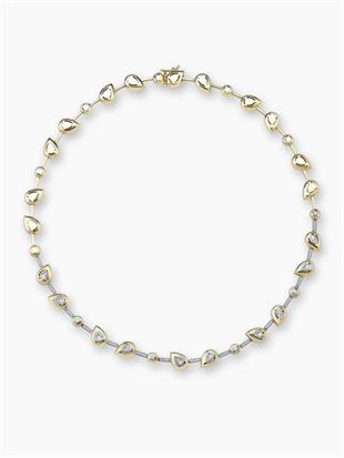 Gold Geometrik Tasarım Şeritli 14K Özel Seri Kolye