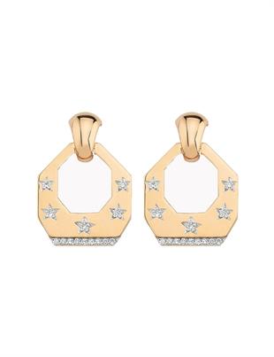 Gold Luna Tasarım Star 14k Kaplamalı Küpe 