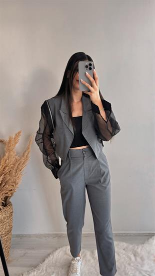 Gretchen Önü Pens Detaylı Antrasit Pantalon