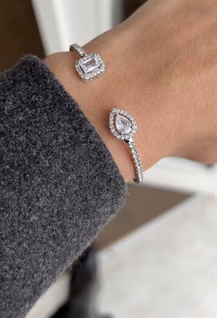 Gümüş Swarosk Taşlı Bileklik 