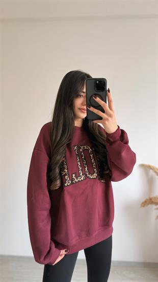 Hola Lüx Kalite 3 İplik Tam Pamuklu Sweatshirt Bordo