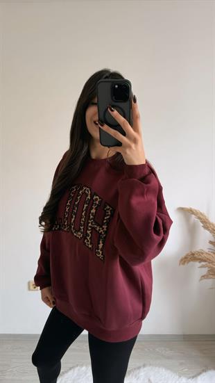Hola Lüx Kalite 3 İplik Tam Pamuklu Sweatshirt Bordo