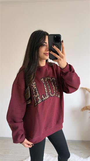 Hola Lüx Kalite 3 İplik Tam Pamuklu Sweatshirt Bordo