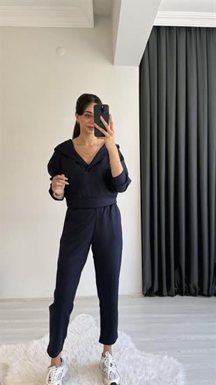 Jasper Oys Modal Kumaş Kapşonlu Takım Lacivert