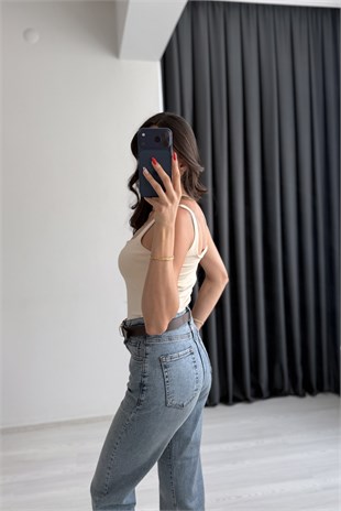 Jova Askılı Zıbın Bej Bodysuit