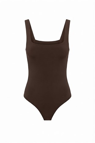 Jova Askılı Zıbın Kahve Bodysuit