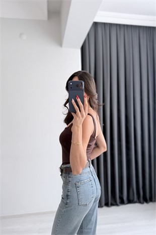 Jova Askılı Zıbın Kahve Bodysuit