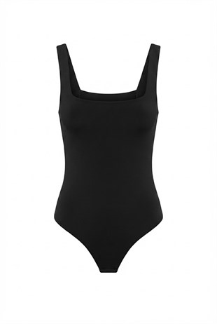 Jova Askılı Zıbın Siyah Bodysuit
