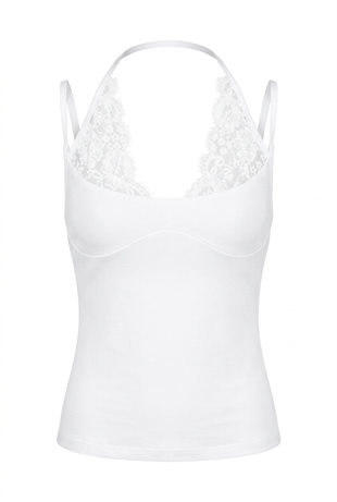 Kindy Beyaz Dantel Detaylı Bodysuit