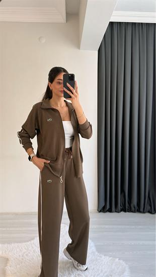 Lacostav Modal Kumaş Premium Seri Eşofman Takımı Kahve 