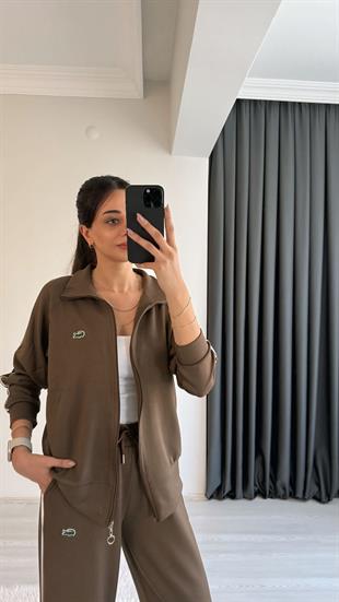 Lacostav Modal Kumaş Premium Seri Eşofman Takımı Kahve 