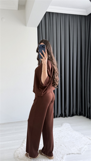 Lacostev Modal Kumaş Premium Seri Eşofman Takımı Kahve