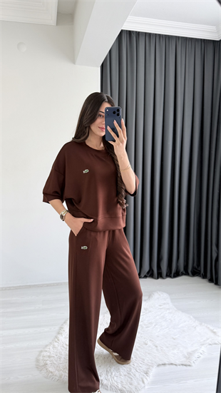 Lacostev Modal Kumaş Premium Seri Eşofman Takımı Kahve