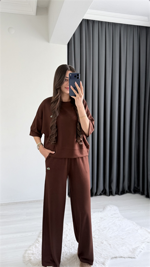 Lacostev Modal Kumaş Premium Seri Eşofman Takımı Kahve