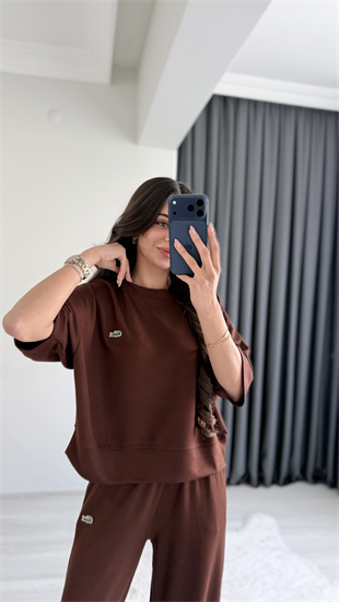 Lacostev Modal Kumaş Premium Seri Eşofman Takımı Kahve
