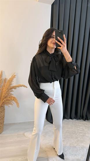 Ladies Ultra Yüksek Bel Beyaz İspanyol Pantolon
