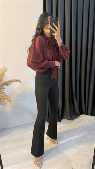 Ladies Ultra Yüksek Bel Siyah İspanyol Pantolon