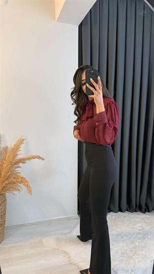 Ladies Ultra Yüksek Bel Siyah İspanyol Pantolon