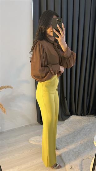 Ladies Ultra Yüksek Bel Yağ Yeşili İspanyol Pantolon