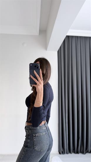 Lauron Masi Tam Pamuklu Soft Touch Likralı Basic Body Lacivert