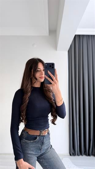 Lauron Masi Tam Pamuklu Soft Touch Likralı Basic Body Lacivert