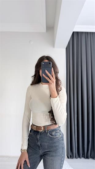 Lauron Masi Tam Pamuklu Soft Touch Likralı Basic Body Beyaz