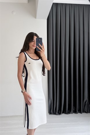 Locast Modal Kumaş Premium Seri Elbise Beyaz