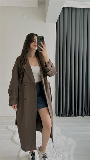 Loyal Premium Seri Lüx Kalite Trençkot Uzun Boy Kahve