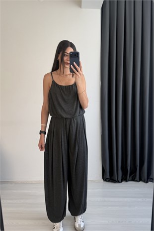 Lumea Antrasit Şalvar Pantalon Crop Takım