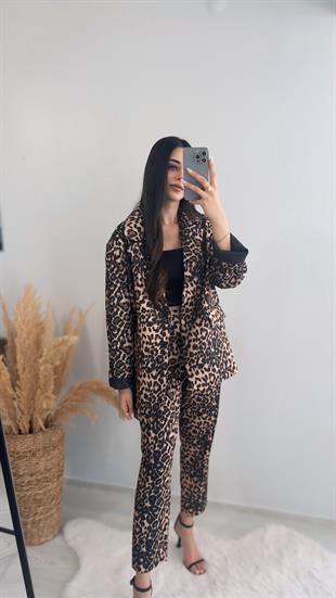 Lüx Kalite Zra Model Tasarım Leopar Desenli Blazer Ceket