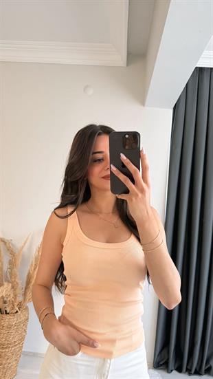 Myre Kalın Biyeli Tam Pamuklu Premium Atlet Somon