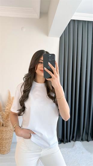 Mast Dilvin Pamuklu  Basic Tshirt Beyaz