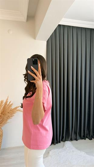 Mast Dilvin Pamuklu  Basic Tshirt Pembe