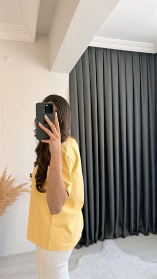 Mast Dilvin Pamuklu  Basic Tshirt Sarı